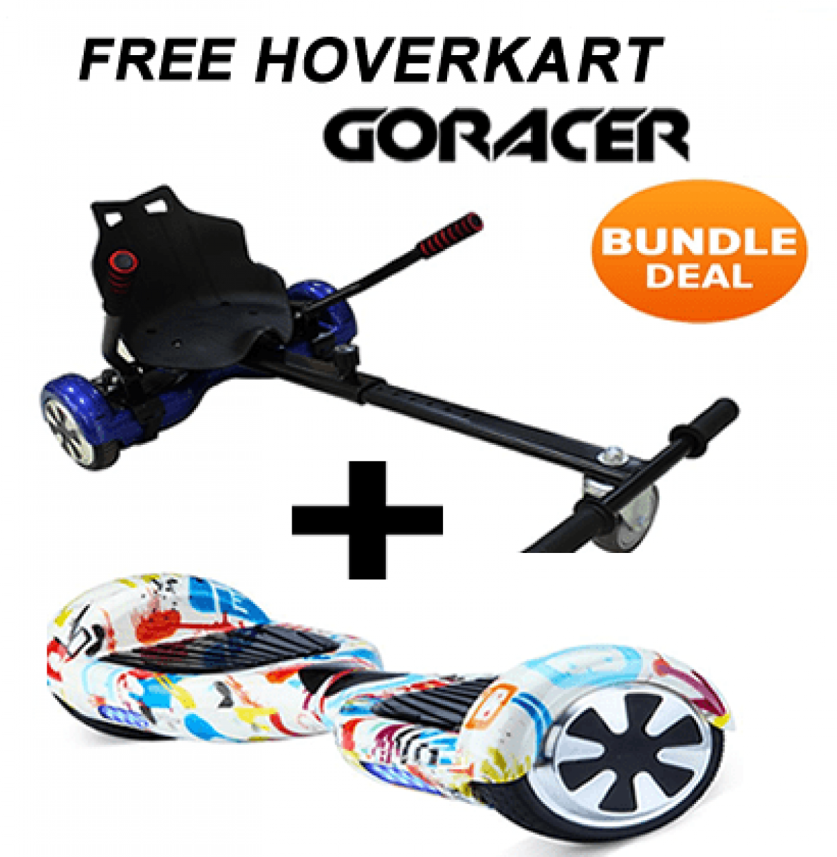 FREE GoRacer Hoverkart with 6.5 Classic Graffiti Bluetooth Hoverboard Segway